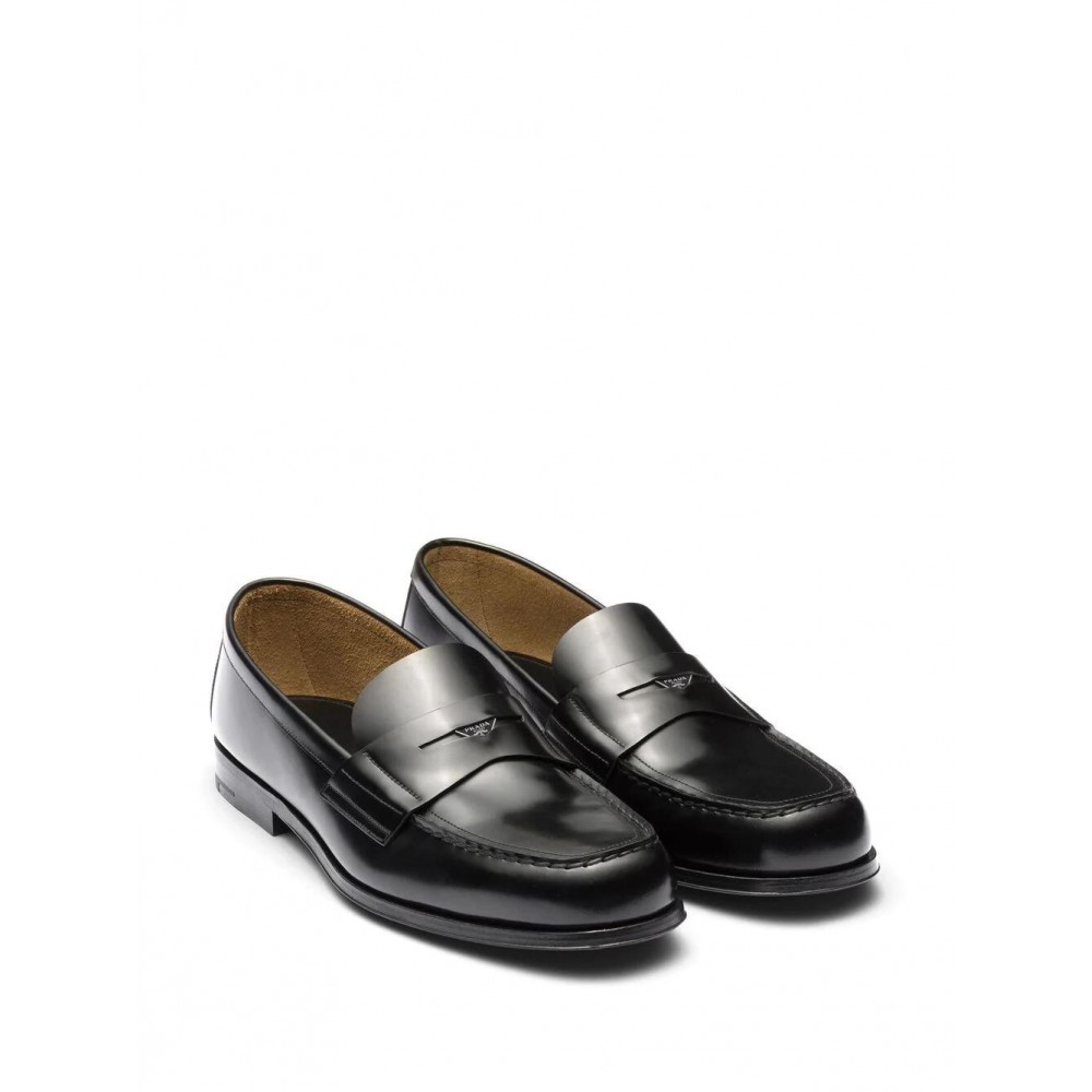 Prada logo-plaque leather loafers