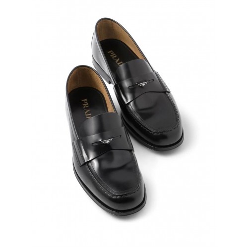 Prada logo-plaque leather loafers