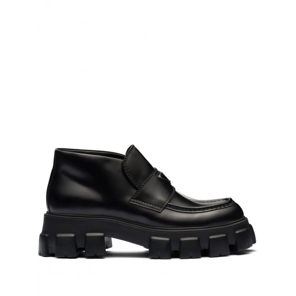 Prada Monolith leather flatform loafers