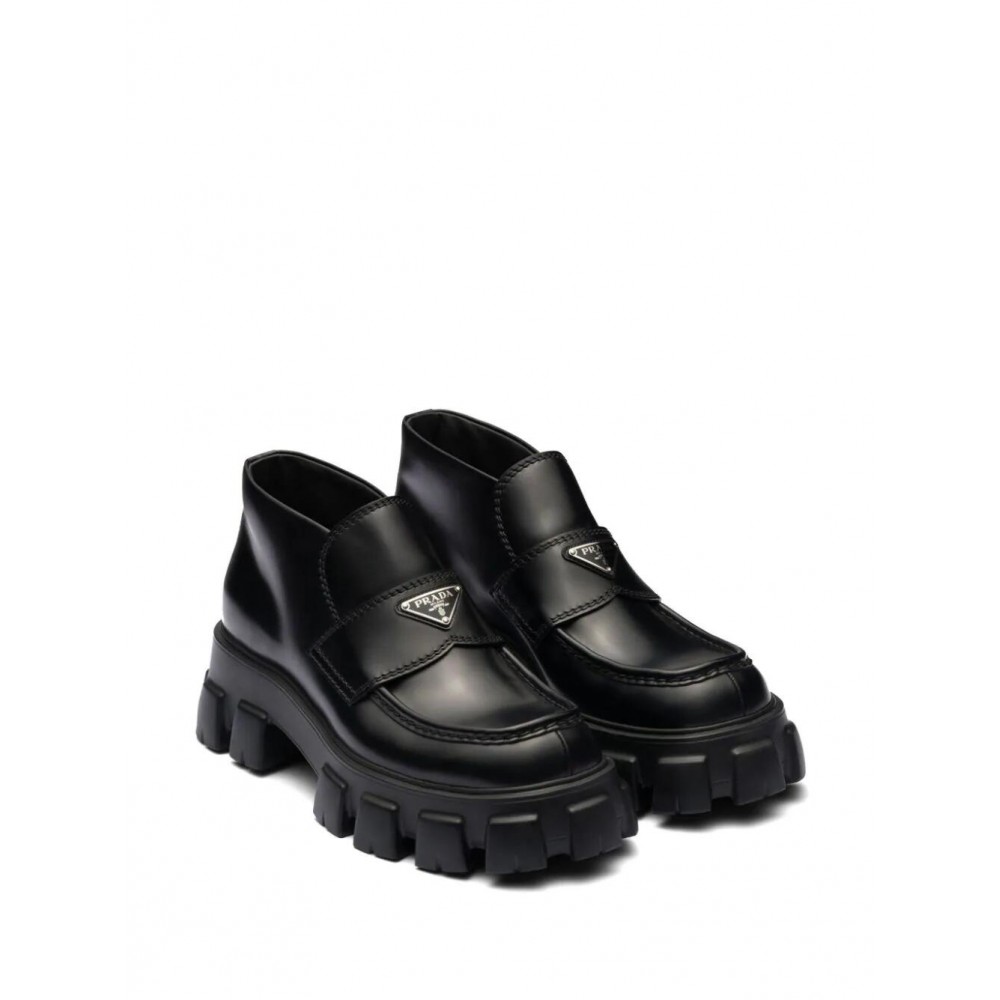 Prada Monolith leather flatform loafers