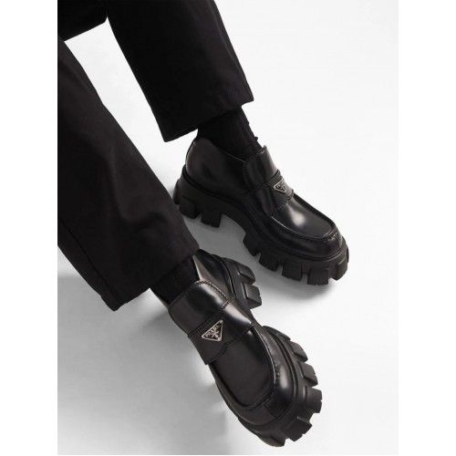 Prada Monolith leather flatform loafers