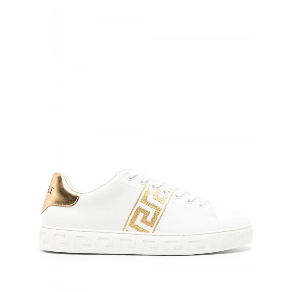 Versace Embroidered Greca leather sneakers