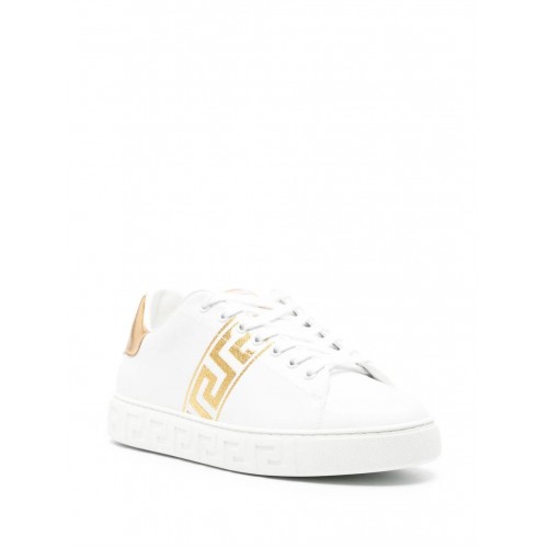 Versace Embroidered Greca leather sneakers